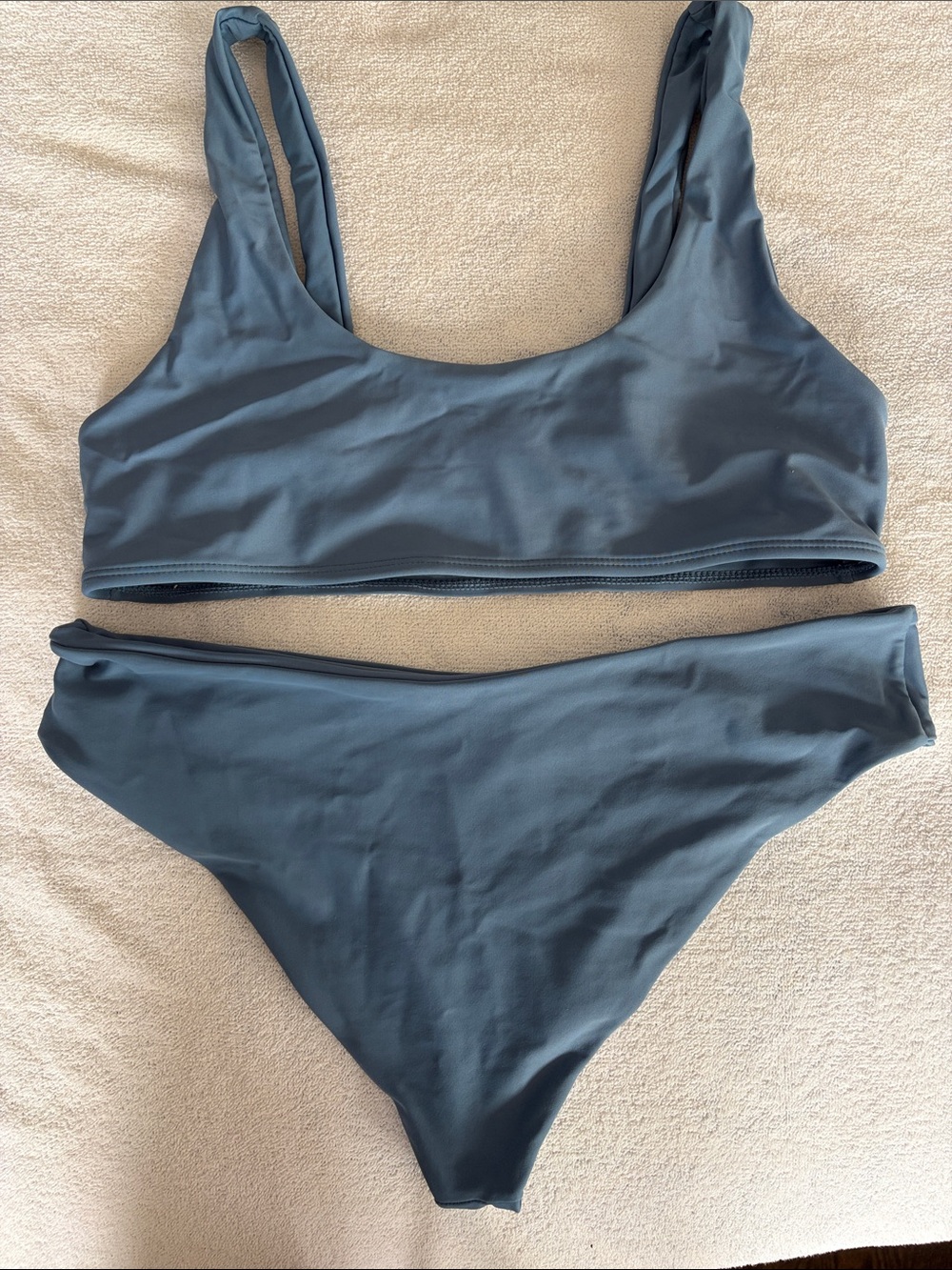 SHEIN Slate Blue Scoop Neck Two-Piece Bikini